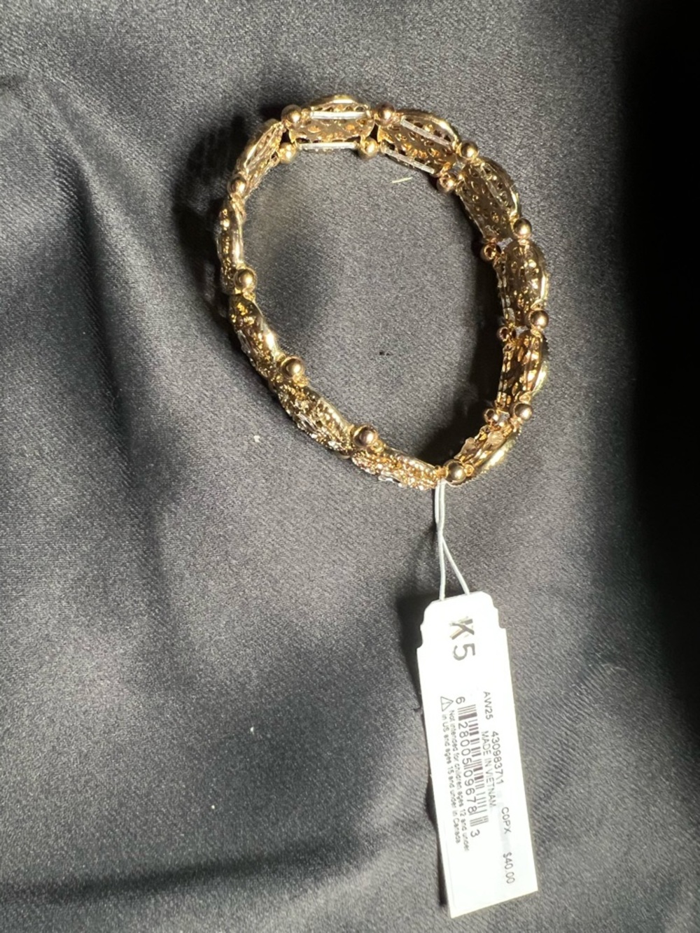 Lucky Brand Gold Filigree Oval Bracelet with Crystal Accents - Picture 2 of 2